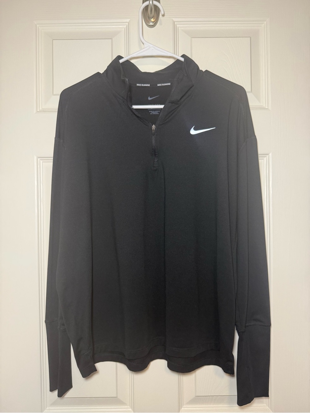 Nike Black Quarter-Zip Long-Sleeve Top with White Swoosh